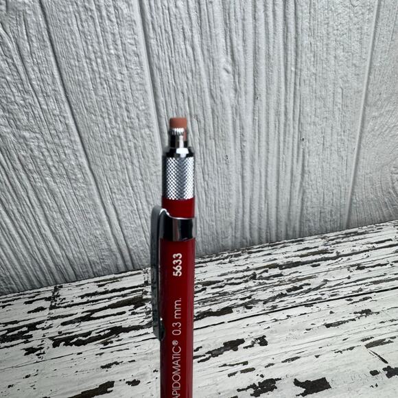 Vintage Koh-I-Noor Rapidomatic 0.3mm Red MECHANICAL DRAFTING PENCIL #5633 Sketch - Picture 6 of 8